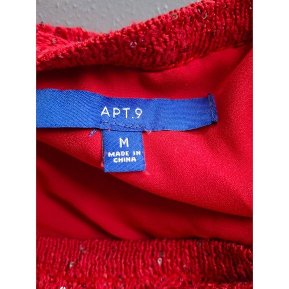 APT 9 Sequin Knit Sweater MRed Long Sleeve Holiday Party Pullover Minimalist - Picture 4 of 9